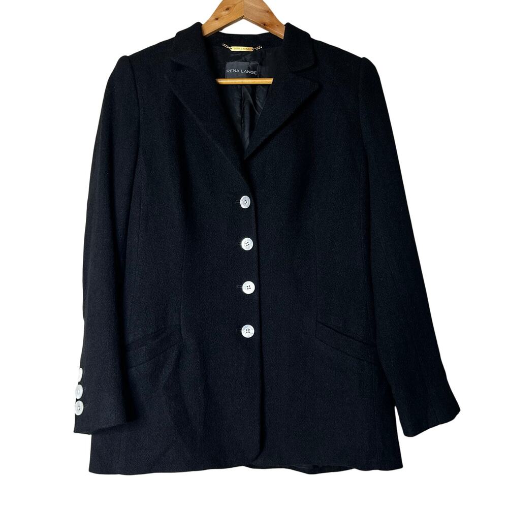 Rena Rowan Blazer Jacket Size 8 Cashmere Black Classic Luxury Old Money Minimal